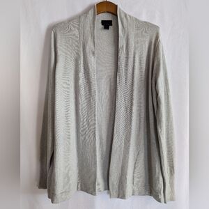 J. Crew Medium 100% Italian Cashmere Sweater Open Front Cardigan Gray